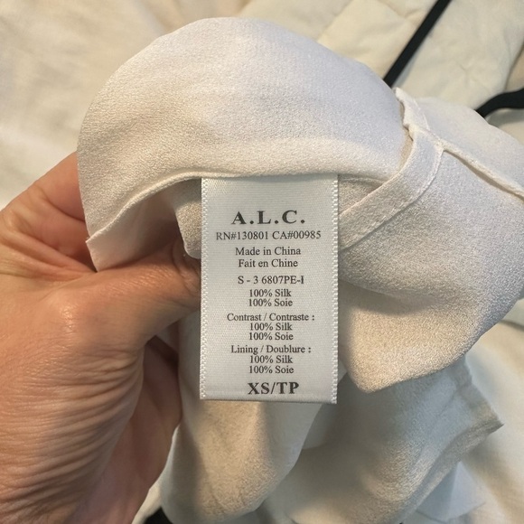 ALC Bexley Streaky Stripe Dress Black and White 100% Silk XS - Picture 3 of 3